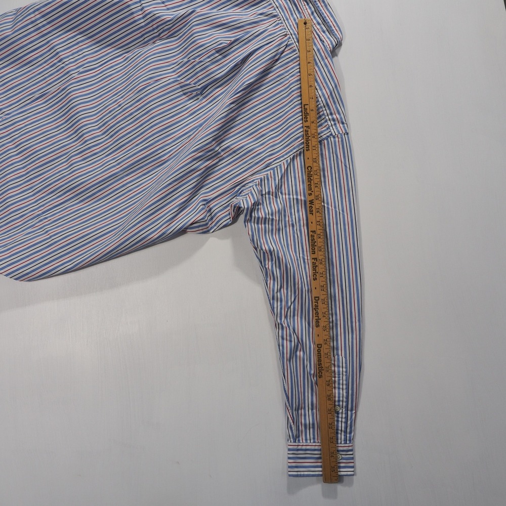 Ralph Lauren Shirt Mens 17 1/2 Blue Striped Long Sleeve Classic Fit Button Down - Picture 6 of 10